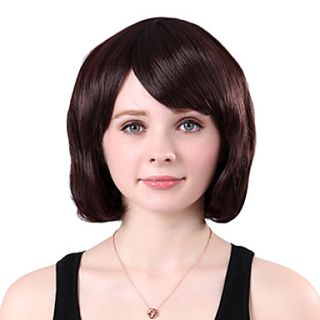 Capless Short High Quality Synthetic Brown Straight Side Bang Wings