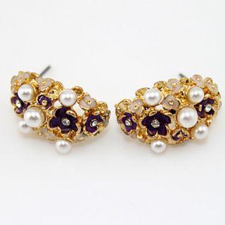 Pretty Alloy With Pearl/Rhinestone Stud Earrings More Colors