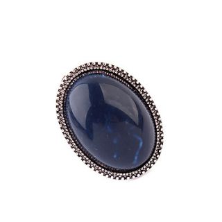Silver Plated Alloy Gem Oval Pattern Ring