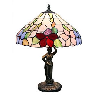 40W Pretty Vintage Table Lamp Patterned With Fresh Flower  Goddess Body Pole