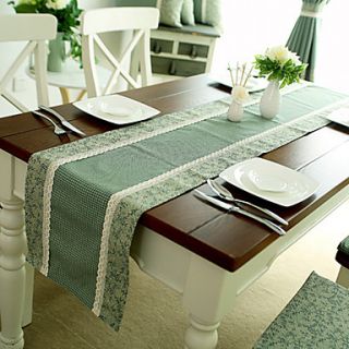 American Country Style Cyan Check Poly/Cotton Table Runners