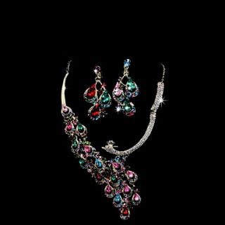 Gorgeous Colorful Beaded Diamond Womens Wedding Jewelry Set Including Earrings,Necklace