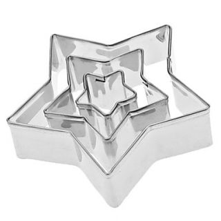 Five Pointed Star Shaped Stainless Steel Cookie Cutters Set (3 Pack)