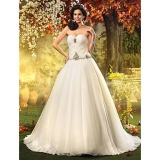 A line Princess Sweetheart Sweep/Brush Train Tulle Wedding Dress(604622)
