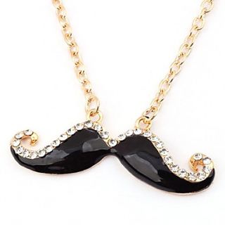 Gold Plated Alloy Zircon Acrylic Mustache Pattern Necklace(Assorted Colors)