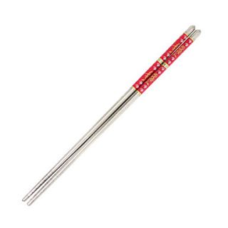 Red Pattern Stainless Steel Chopsticks