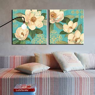 Stretched Canvas Art Floral Set of 2