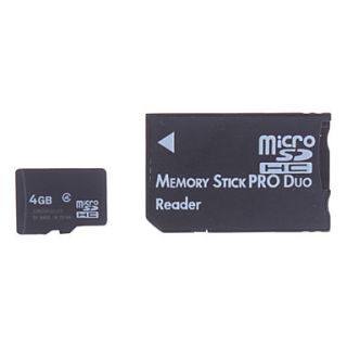 4GB Micro SD/TF SDHC Memory Card and Micro SD SDHC to MS Adapter
