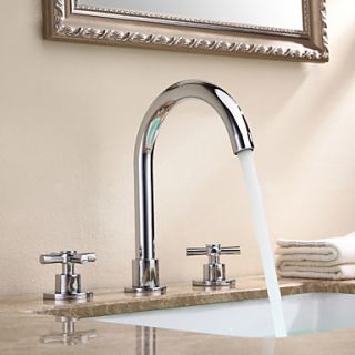 Solid Brass Widespread Bathroom Sink Faucet   Chrome Finish