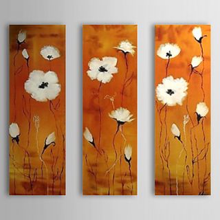 Hand Painted Oil Painting Floral White Flowers Set of 3 with Stretched Frame 1307 FL0191