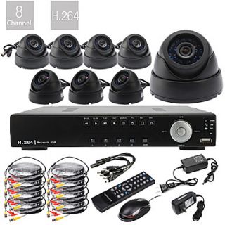Ultra Low Price 8CH D1 Real Time H.264 DIY CCTV DVR Kit (8pcs 420TVL Night Vision CMOS Dome Cameras)