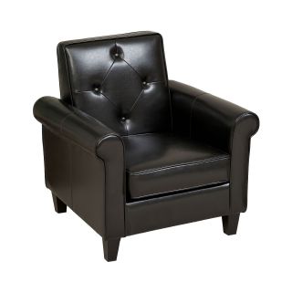 Huntley Bonded Leather Tufted Club Chair, Black