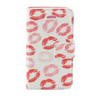 Red Lips Pattern PU Leather Full Body Case with Card Slot and Magnetic Snap for iPhone 4/4S