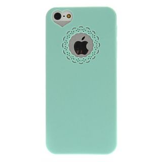 Mint Green PC Hard Case with Engraving Flower and Heart Shaped Hole Site for iPhone 5/5S