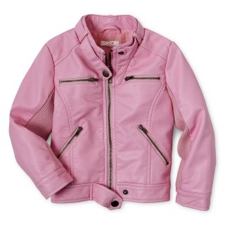 JOE FRESH Joe Fresh Faux Leather Moto Jacket   Girls 1t 5t, Pink, Pink, Girls