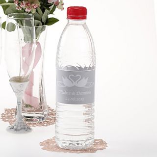 Personalized Water Bottle Sticker   Swans (Silver/Set of 15)