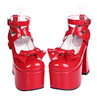Gorgeous Red Patent Leather 12.5cm Chunky Heel Sweet Lolita Shoes