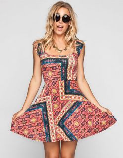 Boho Print Cross Back Dress Multi In Sizes X Large, X Small, Large, S