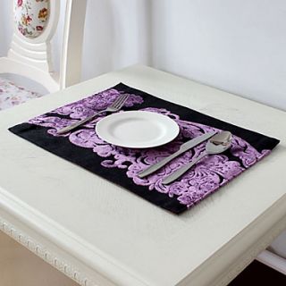 Set of 4 European Purple Cut Velvet Polyester Placemat