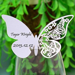 Delicate Butterly Laser cut Card For Wine Galss (Set of 12)