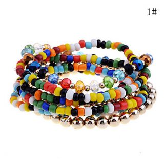 Lureme Bohemian Style Bead Bracelet Set(Assorted Colors)