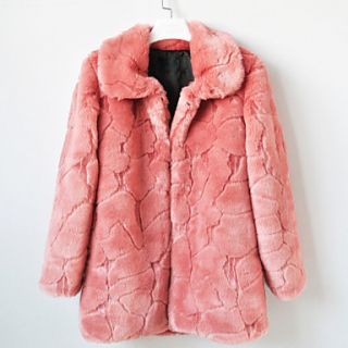 Thick Long Sleeve Turndown Collar Faux Fur Party/Casual Coat(More Colors)