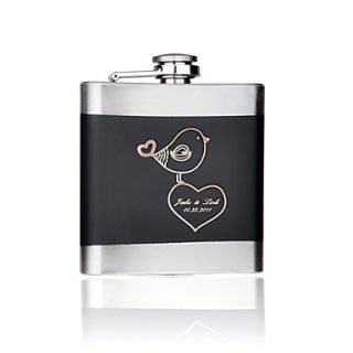 Personalized 6 oz Flask   Love Birds