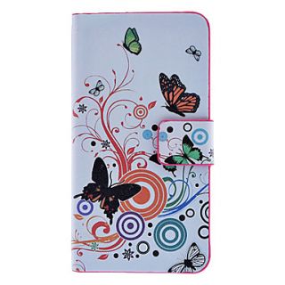 Butterflies and Circles Pattern Full Body Case with Card Slot and Built in Matte PC Back Cover for iPhone 4/4S