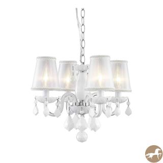 Rococo 4 light White Chandelier With Crystals And Shades