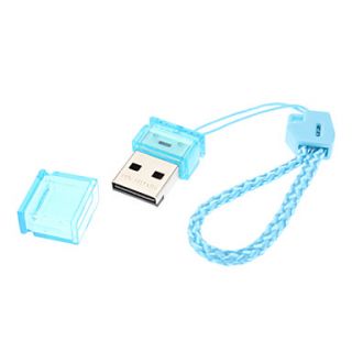 Blue Ultra Mini Portable USB 2.0 MicroSD/TF Card Reader with Strap