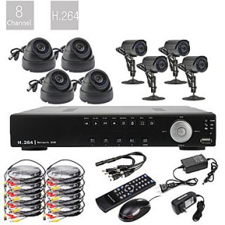 Ultra Low Price DIY 8CH D1 Real Time H.264 DVR CCTV DVR Kit (8pcs 420TVL Night Vision CMOS Cameras)