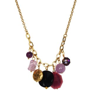ROX by Alexa Purple & Pink Gemstone Charm Cluster Necklace, Womens