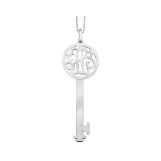 Sterling Silver Round Initial Key Pendant, Womens
