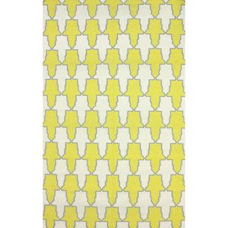 Nuloom Flatweave Modern Trellis Yellow Wool Rug (76 X 96)