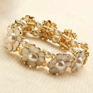 Korean Ladies Fresh Daisies Pearl Petals Stretch Bracelet Flower Chain Bracelet Jewelry B111