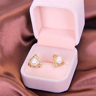 Fashion cute elegant female hollow triangle earrings pearl earrings E819