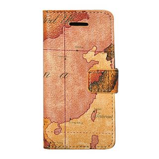 Map Design PU Leather Full Body Case with Card Slot and Stand for iPhone 5C (Optional Colors)
