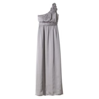 TEVOLIO Womens Satin One Shoulder Rosette Maxi Dress   Cement Gray   8