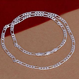 Unisex 4MM Figaro Chain Silver Necklace
