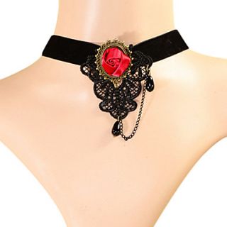 Vintage Hollow Lace Rose Flower Necklace