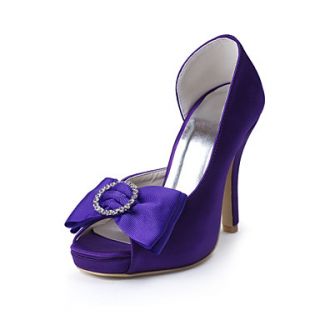 Tasteful Satin Peep Toe Pumps with Bowknot Wedding Shoes