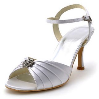 Elegant Bridal Satin Sandals with Rhinestone Wedding Shoes (More Colors)