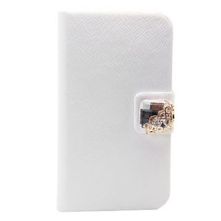 Palace Crystal Flower Pu Leather Full Body Case for iPhone 4/4S
