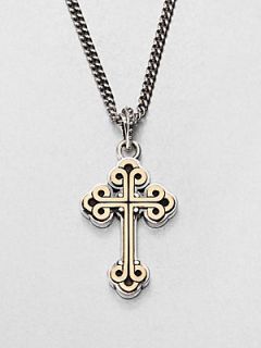King Baby Studio Traditional Cross Pendant Necklace   Brass Sterling Silver