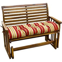 Palazzo Stripe Outdoor Bench Cushion (Red and Tan Pattern Stripe Materials PolyesterFill Poly fill material with recycled, post consumer plastic bottlesClosure SewnWeather resistantUV protection Care instructions Spot cleanDimensions4 inches high x 