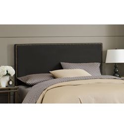 Wrightwood King size Black Micro suede Nail Button Headboard