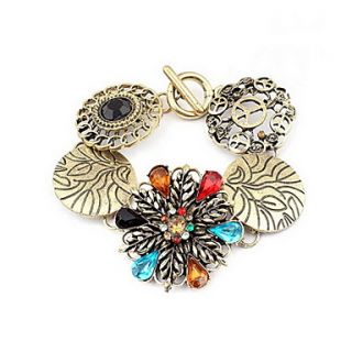 Amazing Alloy With Multi color Rhinestone Flower Womens Bracelet