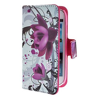 Elegant Purple Flower Pattern PU Leather Case with Magnetic Snap and Card Slot for Samsung Galaxy S3 mini I8190