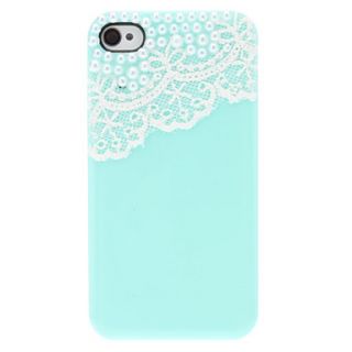 Stylish Lace Style with Artificial Pearl Decorated Mint Hard Case for iPhone 4/4S