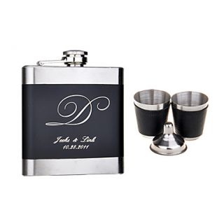 Personalized 4 Pieces Stainless Steel 6 oz Flask Gift Set